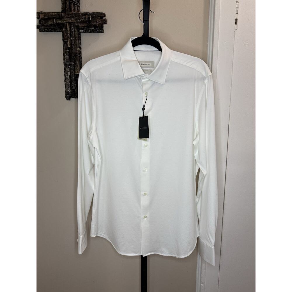 NWT $179 Bugatchi Miles Solid OoohCotton Long Sleeve Shirt Size Medium